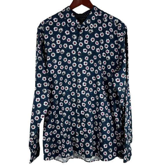 Ted Baker NWT Wewill Slim Fit Floral Button-Up Shirt Size 6 US XXL Chest 44-46 - Picture 2 of 12